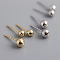 Fashion Simple 925 Sterling Silver 18k Gold Plated Tiny Round Ball Stud Earrings for Women