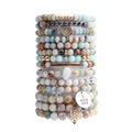 Ethnic Style Multilayer Bead Cross Pendant Bracelet for Women Natural Stone Beaded Stackable for Parties Gifts Christian
