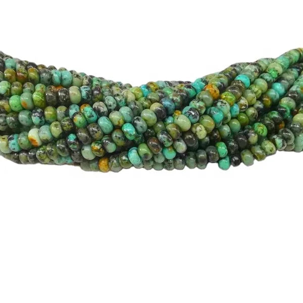 Wholesale Natural Smooth Gemstone African Turquoise Rondelle Shape Stone Loose Beads for Jewelry Making