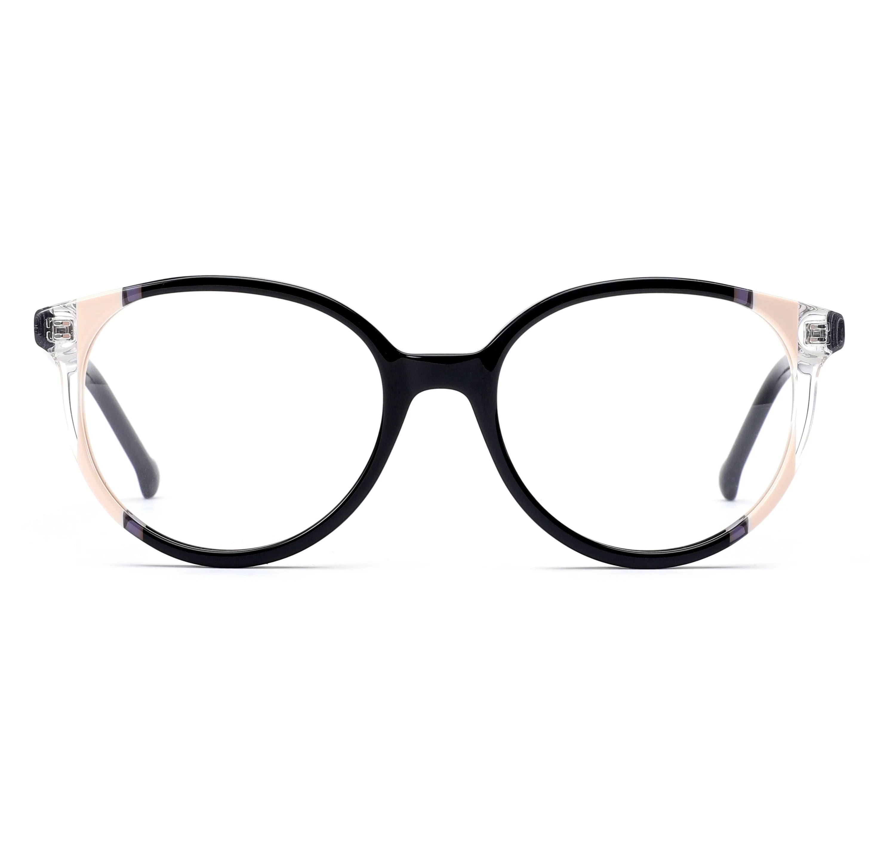 2024 Fashion Round Clear Color Custom Myopia Eyeglasses Frame Acetate Glasses