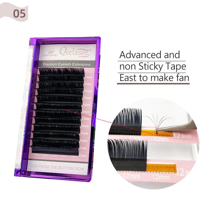 Wholesale Matte Dark Black CC D Box Packaging Custom Logo Handmade Cashmere Eyelash Extensions with Free Sample