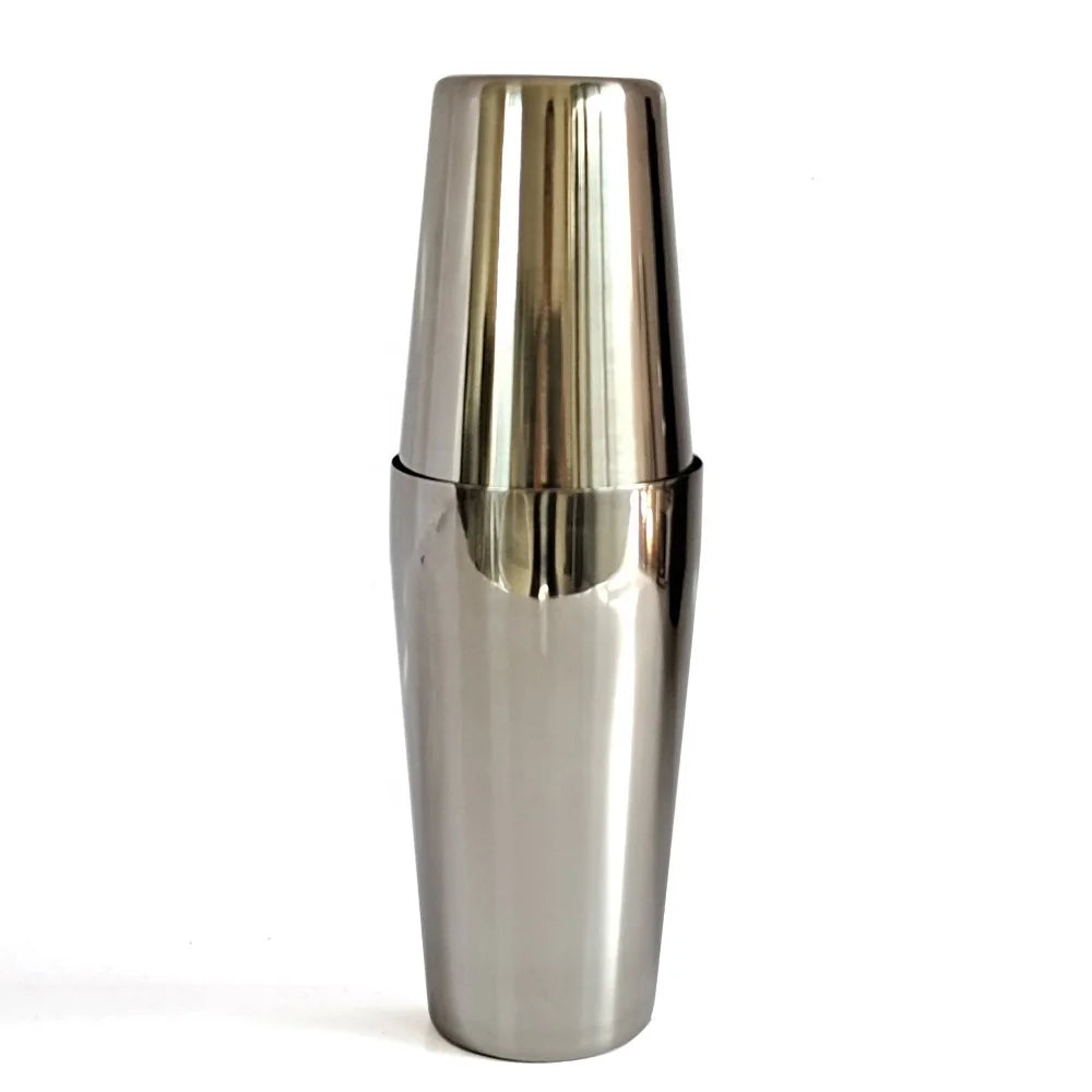 Hot Selling Stainless Steel Boston Shaker Set Weighted Bottom Food Safe 750ml Capacity Custom Logo Cocktail Shaker Bar Hotel HS