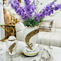 Electroplated Gold Flower Ceramic Vase Home Accessories High Quality Handpainted White Ceramic Ginger Jar for Office Table Decor
