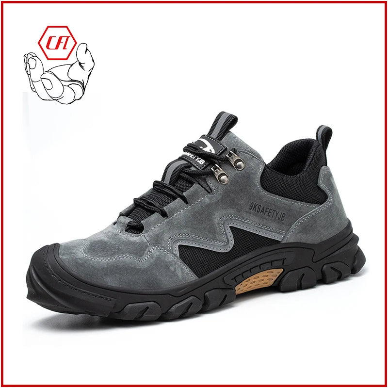 OEM Leather Safety Shoe Steel Toe Men's Safety Shoes Rubber Bottom Welding Protective Safety Shoes for Work