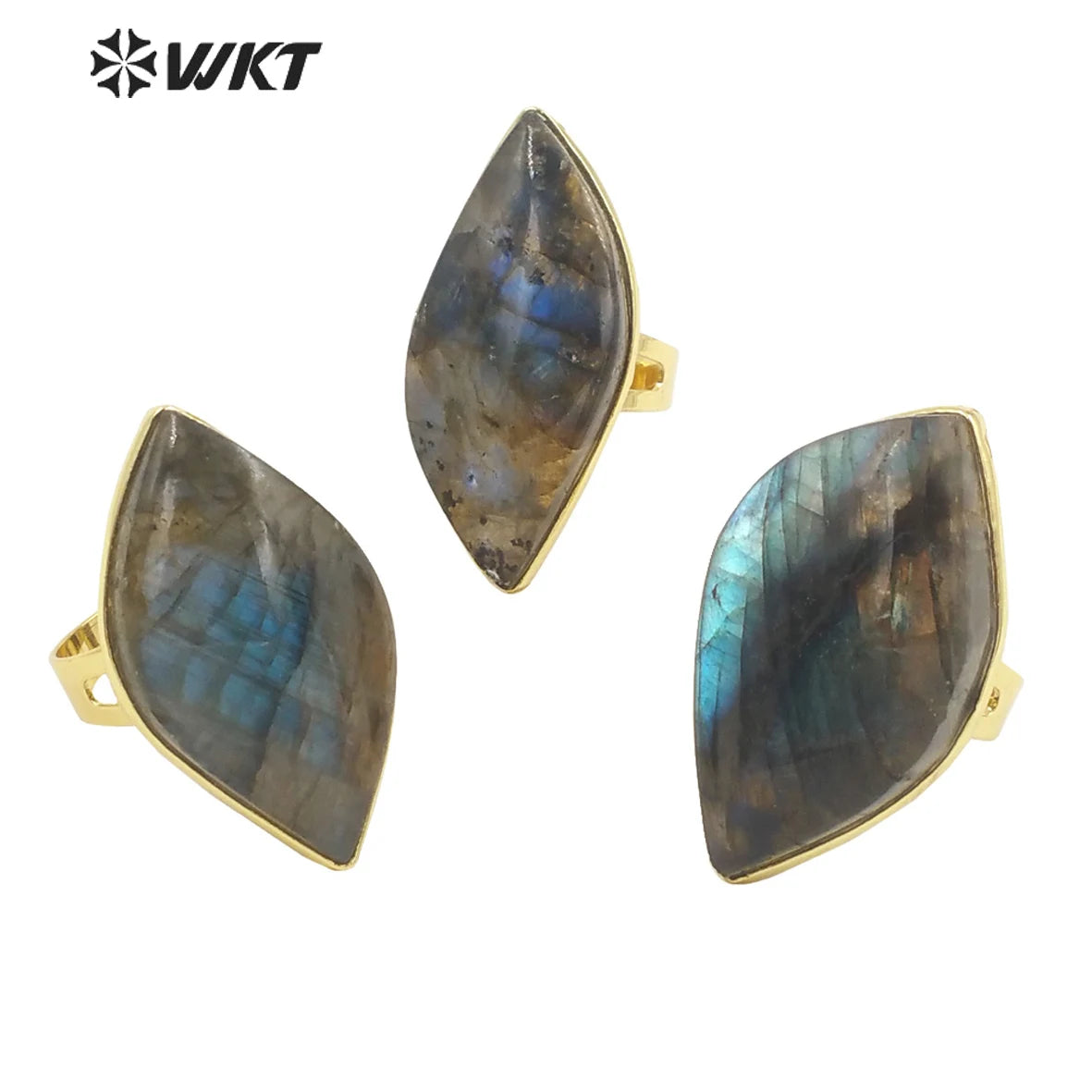 WT-R389 WKT 2022 New Fashion Adjustable RingFor Gift Jewelry  Labradorite Stone for Women Girls Wedding Engagement Stone  Rings