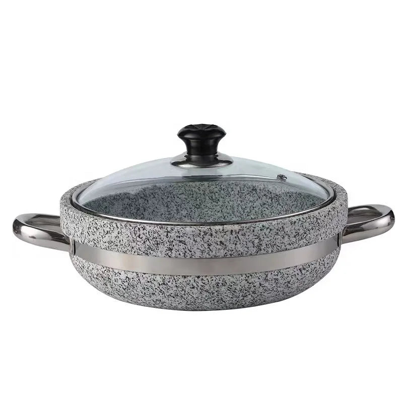 Big Size Direct Heating Granite Soup Pot Moor Stone Sizzling Hot Pot Cooking Wok Baking Rice Cooking Food Serving Stone Pot