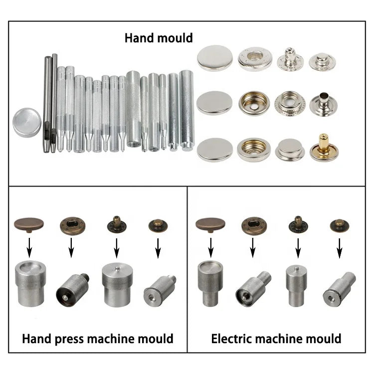 Wholesale Snap Button Die Sets Manual Install Tools Snap Button Electric Machine Mould Press Machine Die Sets for Snap Button