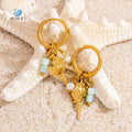 SUMMLY Trend Wholesale Ocean Pendant Accessories 18K Gold Plated Stainless Steel Conch Non-fading Earrings Fashion Jewelry