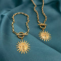 HWASAN Brand Private Label  Waterproof and Stylish PVD Gold Plated Stainless Steel Sun Shape Necklace Jewelry