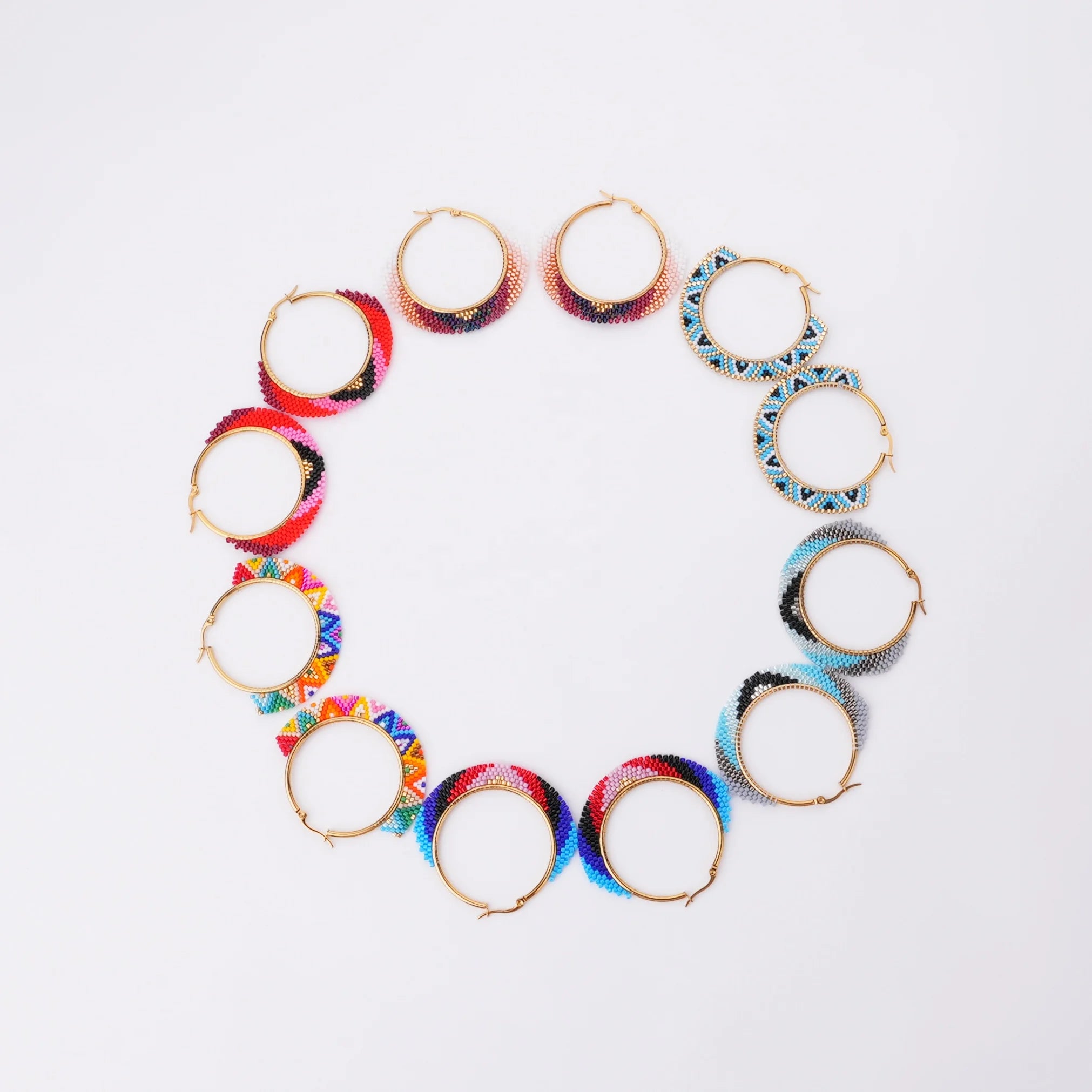 Wholesale 18K Gold Plated Charms Miyuki Seed Beaded Hoop Earrings Boho Brass Pearl Glass Women Fashion Jewelry for Parties