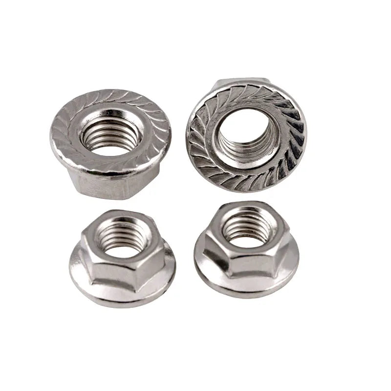 Stainless Steel Hex Flange Nut Serrated Lock Flange Nut DIN6923 Metric Thread Anti Loosening Fastener for Machinery Automotive