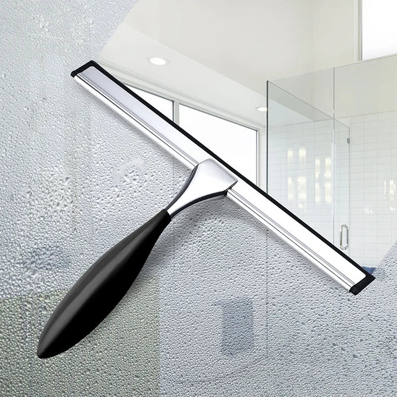 Modern Black Stainless Steel Bathroom Glass Cleaning Squeegee Household Shower Squeegees With S-shape Hook