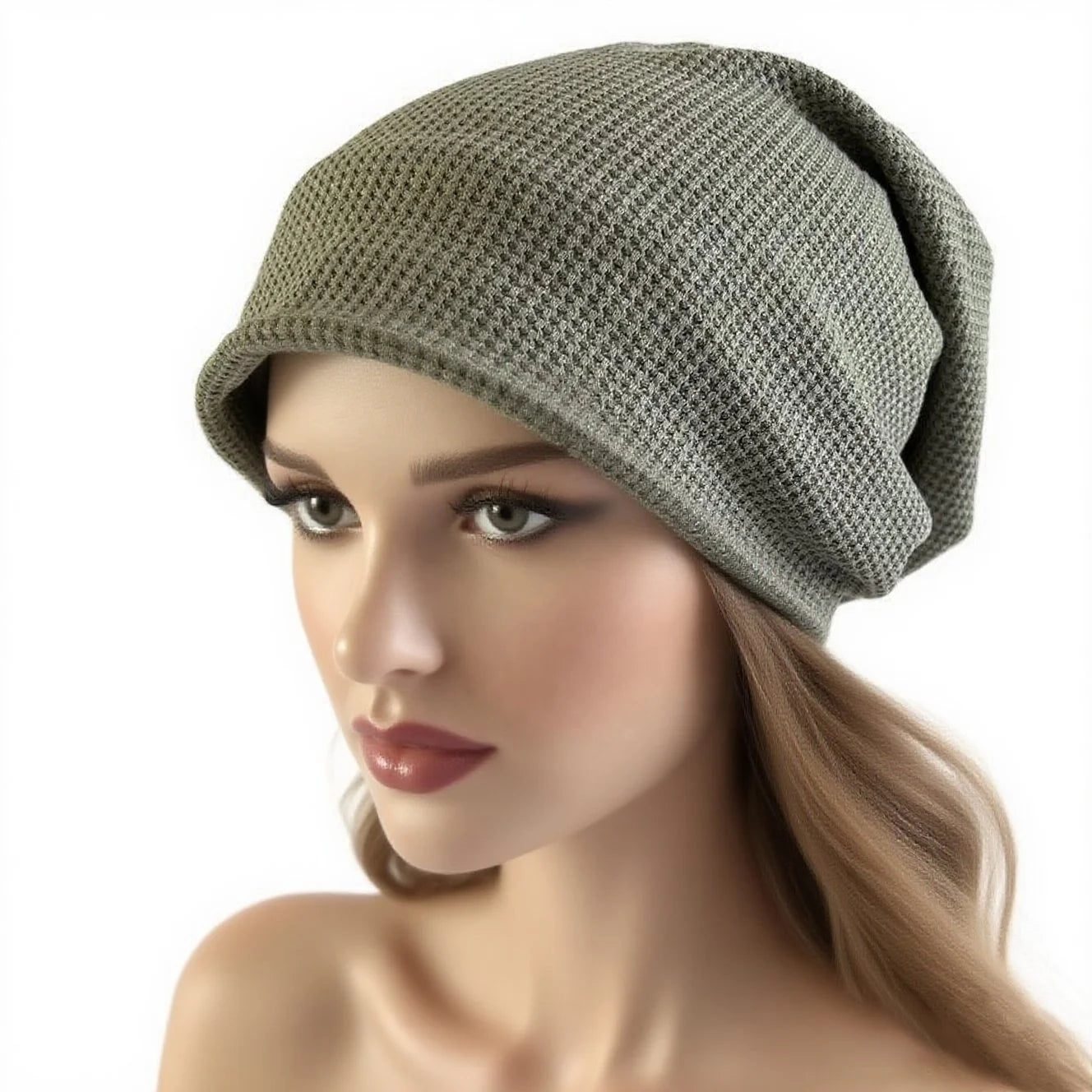 Silver Fabric Lined EMF Protection Slouchy Beanie 99.9% Microwave Radiation Blocking 5G RF Shielding WiFi Protection Faraday Hat