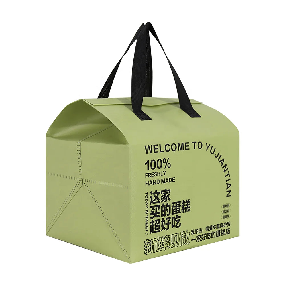 Premium Aluminum Foil Non-Woven Cooler Bags Waterproof Cold Food Delivery Bag for Bakery Takeaway Letter Pattern