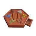 Wooden Chinese Checkers Board Game with 60 Marbles and 12 Spare Marbles with Drawer Design Storage for Family Board Game