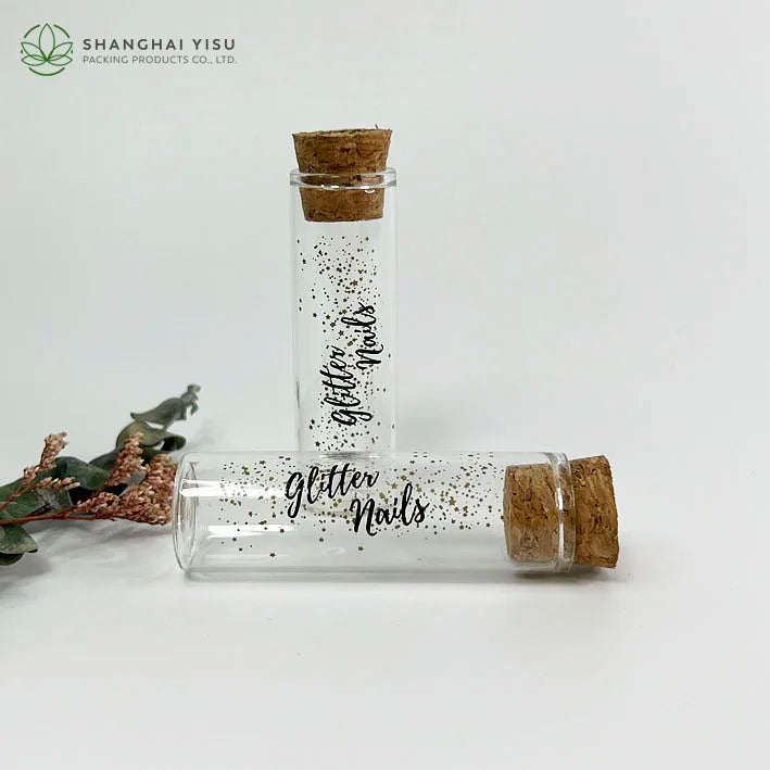 Clear / Frosted Flower Tea Tube OEM Glass test Tube with Cork