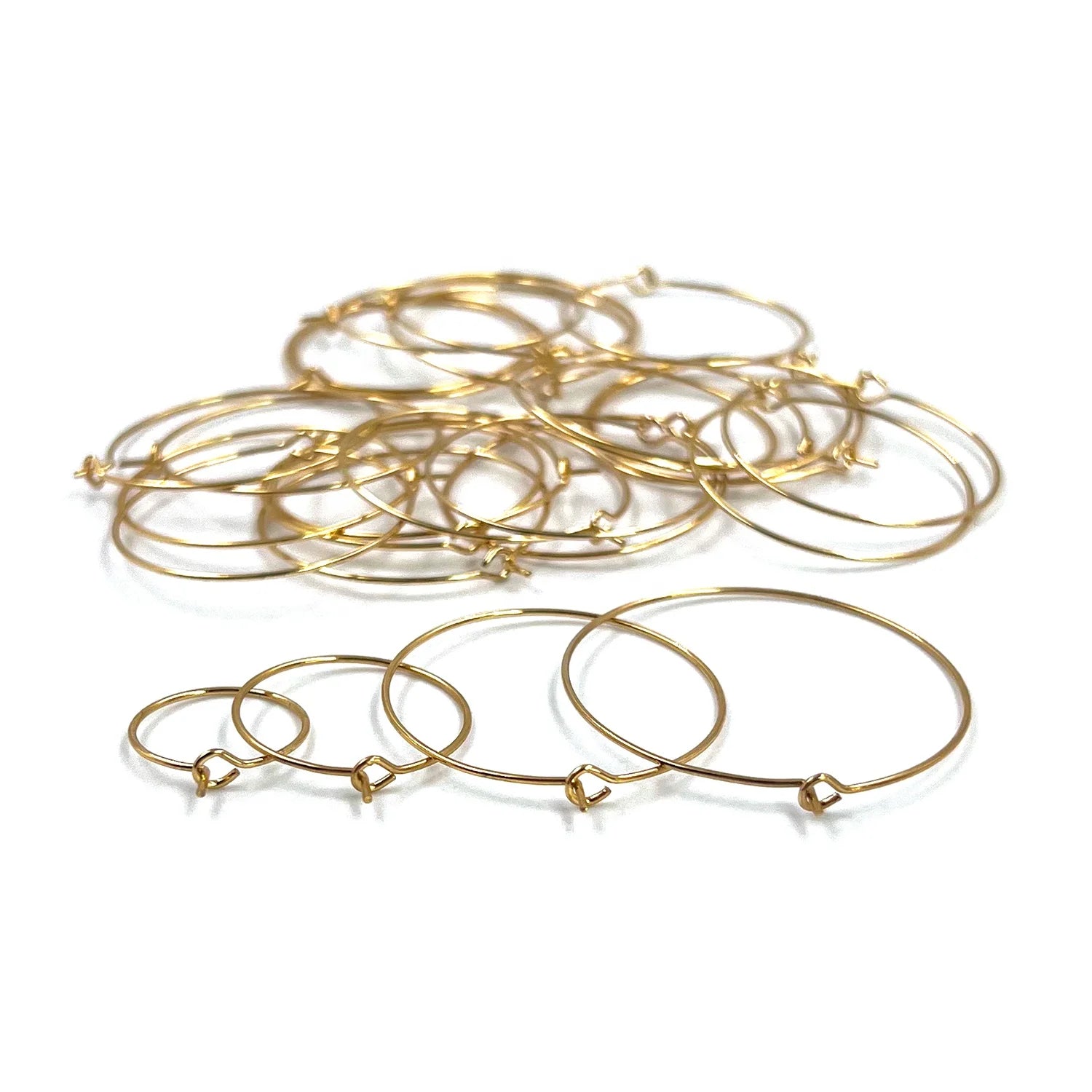 Round Wire Women's Stainless Steel 18K Golden Hoop Earrings Jewelry Making DIY for Craft Findings