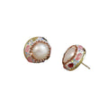 Shescity Best Selling Trendy Freshwater Pearl Designer Stud Earring Gold Plated Brass Clay Earrings Women Jewelry for Gifts