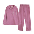 Button-Up 100% Cotton Long Sleeve Pajamas Set for Women Luxury Pink Summer/Spring/Autumn Elegant Simple Style Home Wear