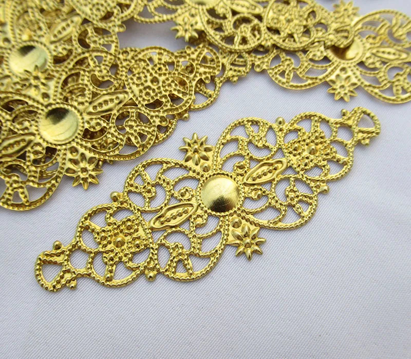 Flower Stamping 24x62mm Brass Filigree Decorative Findings