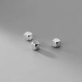 Wholesale 4mm Faceted Square Beads Large Hole 925 Sterling Silver Cube Spacer Beads for Jewelry Making Supplies