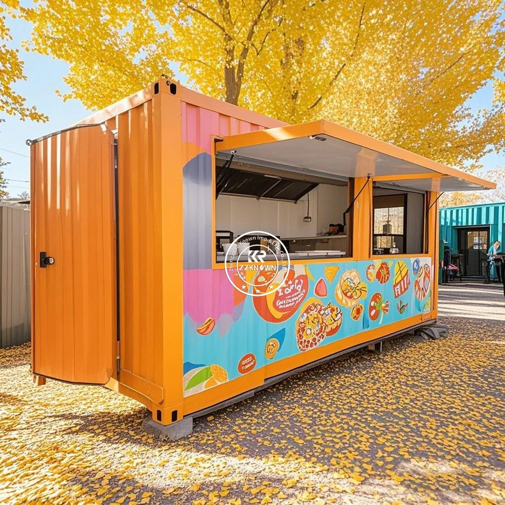 Luxury Prefabricated Container Ice Cream Shop Mobile Steel Structure Restaurant Movable Retail Store Kiosk for Commercial Use