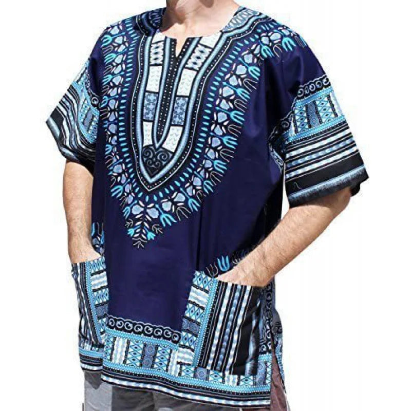 MT-P105 Unisex African Ethnic Style Print Performance Party Personality T-Shirt