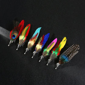Men's Suit Trend Cross-border Hot Simulation Peacock Feather Brooch Wedding Gift Silver Plated Chest Decorative Personality