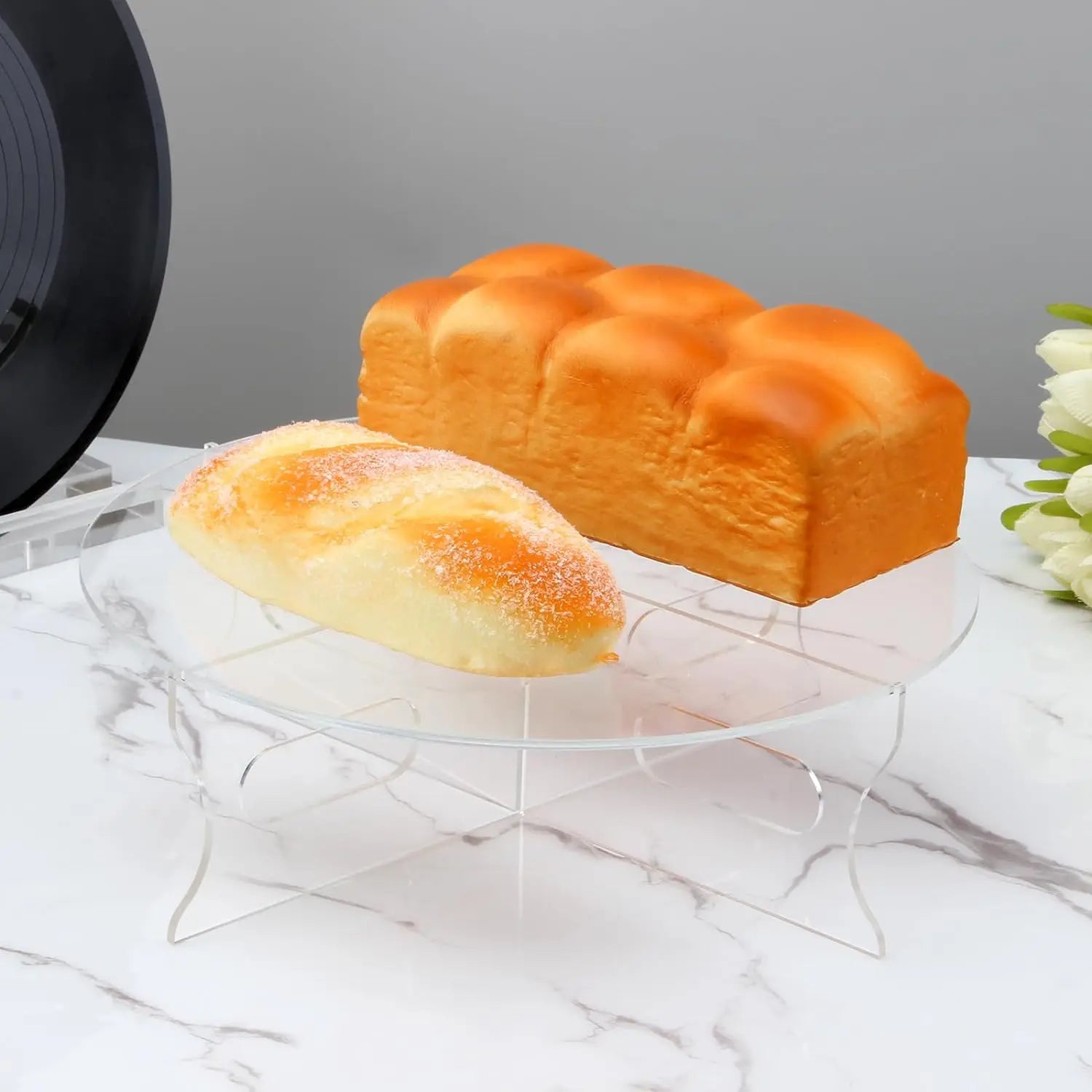 Acrylic Round Cake Stand with Base 1 Tier Clear Cupcake Holder Dessert Display Stand Serving Platter for Tea Party Birthday