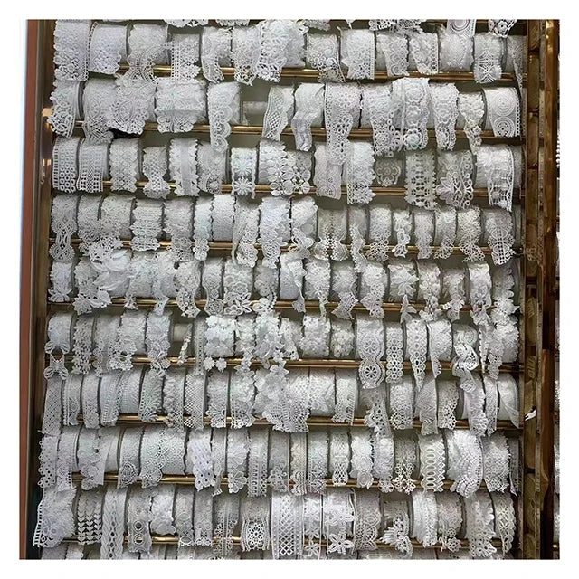Wholesale Water Soluble White  Polyester Lace  Ribbon Trim for Dresses