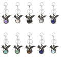 Hot Sale Key Ring Stainless Steel Wing Dragon Natural Gemstone Crystal Pendant Keychain