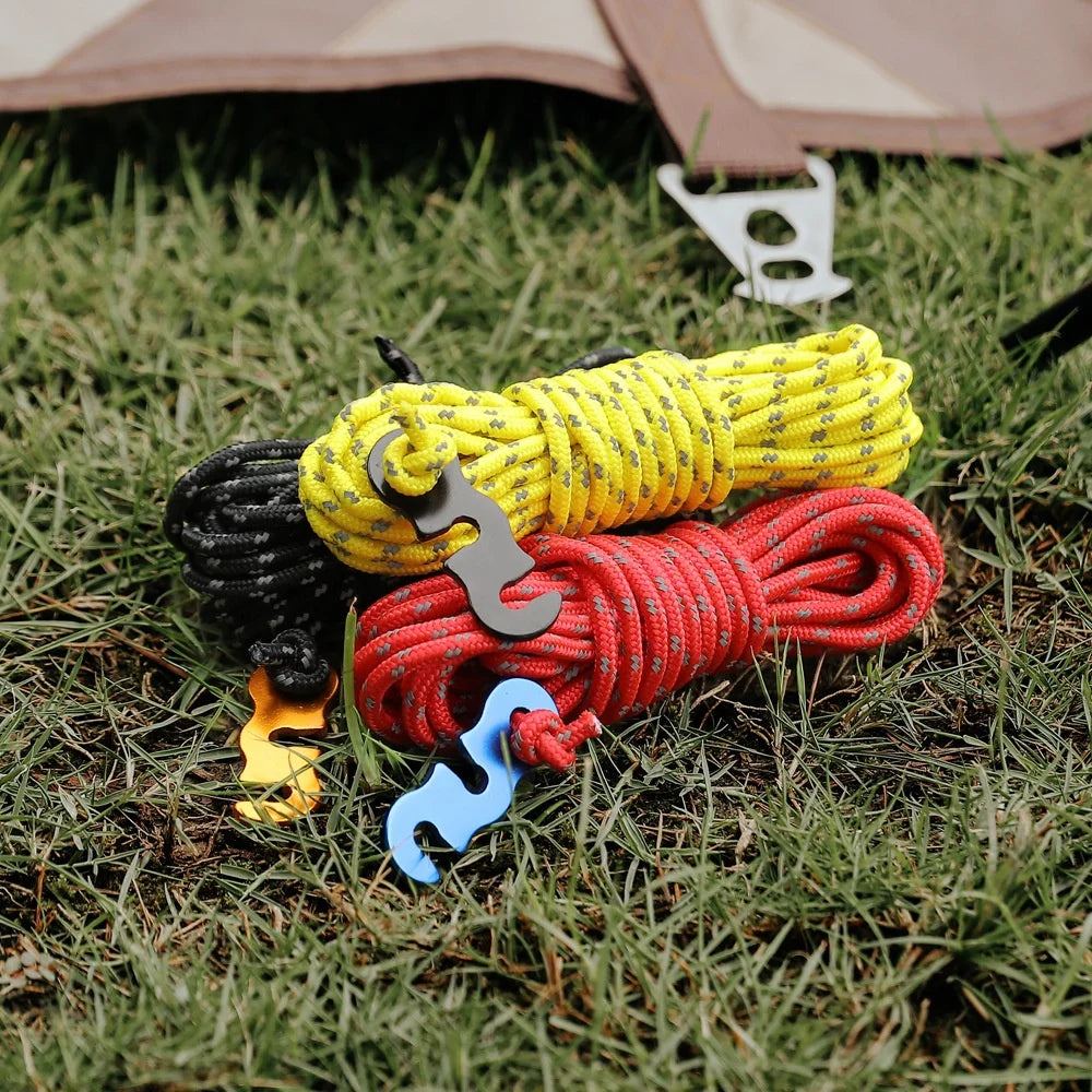 Camping Accessories Reflective Wind Rope Adjusting Buckle 4m Parachute Cord Canopy Luminous Tent Fixed Rope Camping Wind Rope