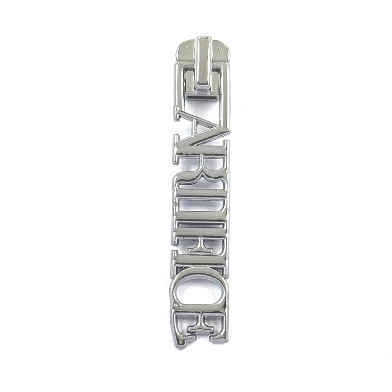 Waterproof Gold Silver Color Custom logo Embossed Metal Zipper Puller for Bag / Clothes