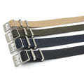 Quality Tail 18mm 20mm 22mm Single Pass Perlon Black Khaki Blue Green Nylon Watch Strap With Adjustable Square Buckle