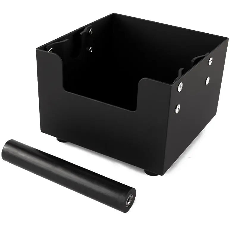 Custom Logo Coffee Accessories Durable Stainless Steel Shock Absorbent Square Espresso Knock Box with Rubber Knocking Bar