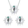 2024 New Chinese Style Premium Natural Water Foam Jade Natural Stone Earrings Necklace Jewelry Set Female Gift