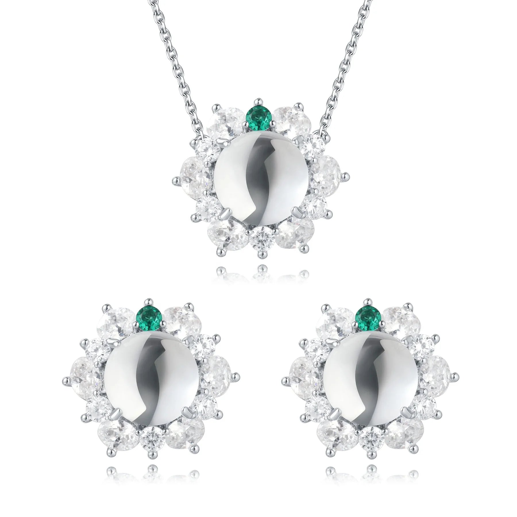 2024 New Chinese Style Premium Natural Water Foam Jade Natural Stone Earrings Necklace Jewelry Set Female Gift