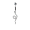 Trendy Sexy  Snake-Shaped  Crystal Diamond Belly Piercing Surgical Stainless Steel Dangle Belly Button Ring Snake Navel Rings