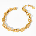 Unique Style Pig Nose Hollow Gold Plated Coffee Bean Stainless Steel Link Chain Bracelet Necklace for Women