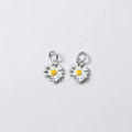 Vintage S925 Sterling Silver White Daisy Flower Pendant Charm Necklace for Women