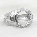 Sterling Silver 10*12mm Semi Mount Men's Ring Frame Empty Blank Claw Setting S925 Base Holder Without Center Stone for DIY Inlay