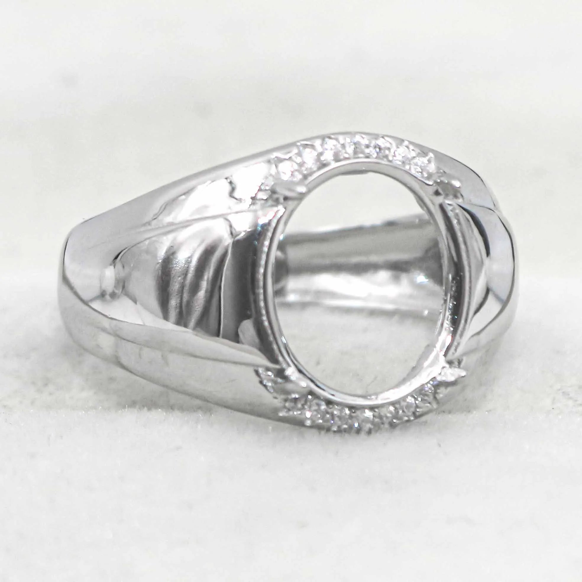 Sterling Silver 10*12mm Semi Mount Men's Ring Frame Empty Blank Claw Setting S925 Base Holder Without Center Stone for DIY Inlay