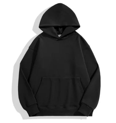 Unisex Heavyweight Fleece Hoodie Pullover Sweatshirt with Embroidered Print Drop Shoulder Pocket-Winter Print Hooded Sweatshirt