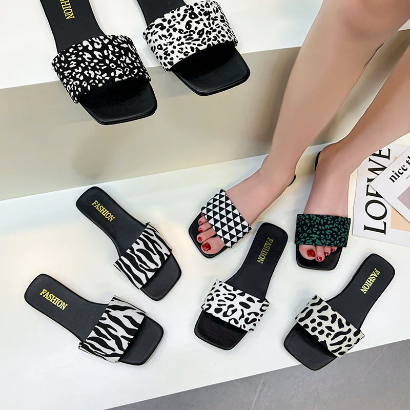 Jigsaw slippers Animal Printed Women's Flat Sandals C-1