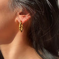 New Trendy Classic Gold Plated Stainless Steel Distortion Interweave Twist Circle Geometric Hoop Earrings Unisex Anniversary