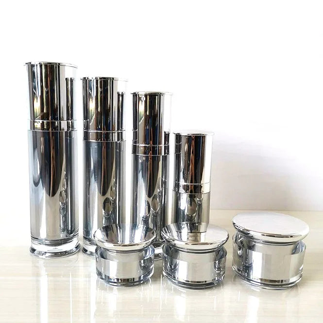 In Stock Gold Sliver Skincare Serum Cream Packing Bottle and Jar Set 30ml 50ml 30g 50g Acrylic Bottles for Cosmetics