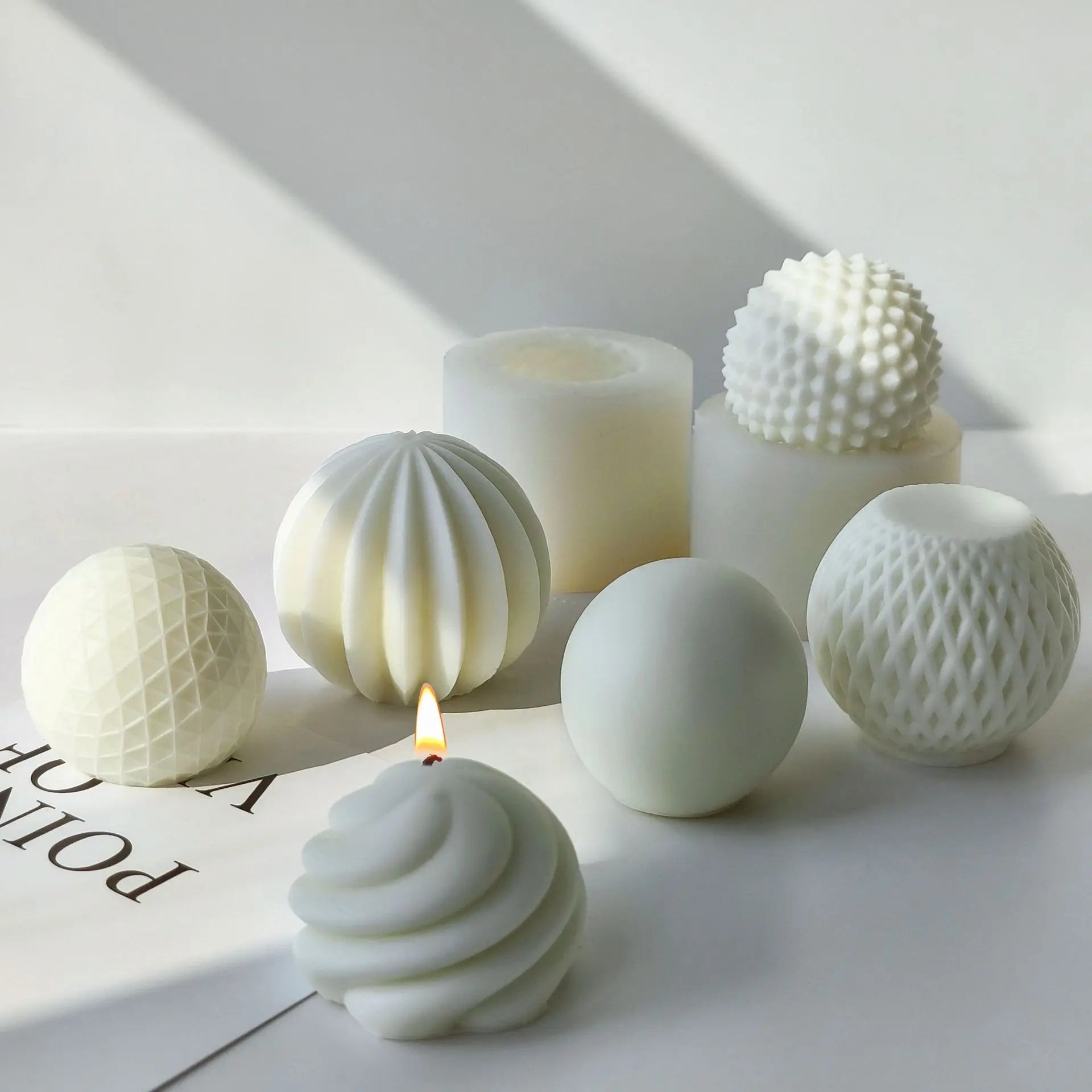 Hot Selling Crafts Souvenir Geometric Ball of Stereo Scented Candles Silicone Moulds Diy Diamond Cone Ball Handmade Soap Molds