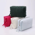 Custom Hotpink Velvet Flannel Quilted Cosmetic Storage Bag Travel Toiletry Makeup Bag for Women Girlsbeauty Skincare Organizer