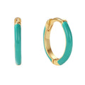 New Arrival 925 Silver Earring Jewelry Wholesale 18k Gold Vermeil Green Enamel Huggie Hoop Earrings