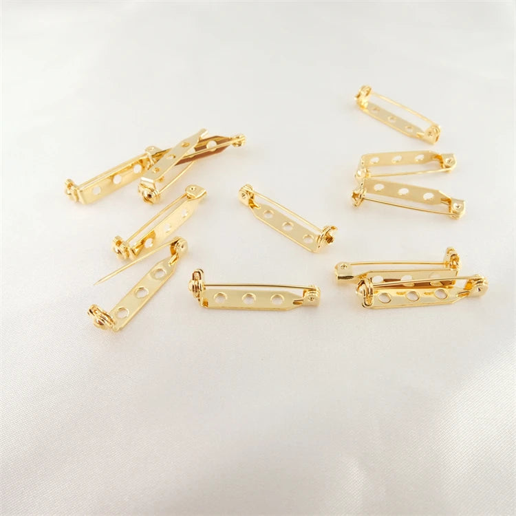Antique Brooches Pins for Jewelry Making Brass Plating 18K Security Rotate Holes Double Orifice Wedding Gift Children's